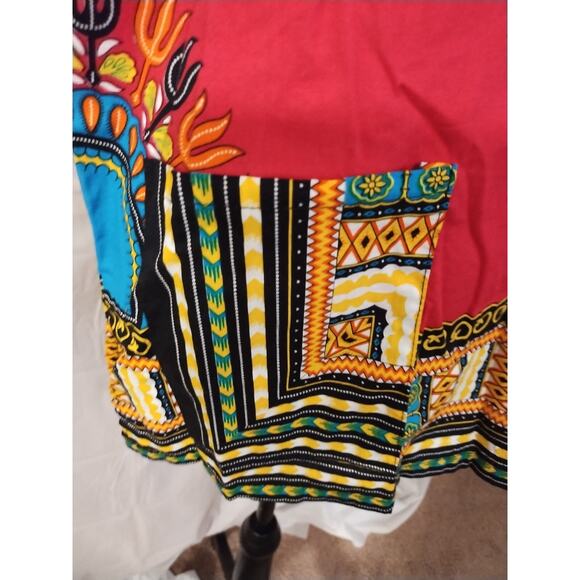 Pink/Multi Colored African Dashiki Tunic One Size 44" Chest 28" Long 100% Cotton - Picture 2 of 9